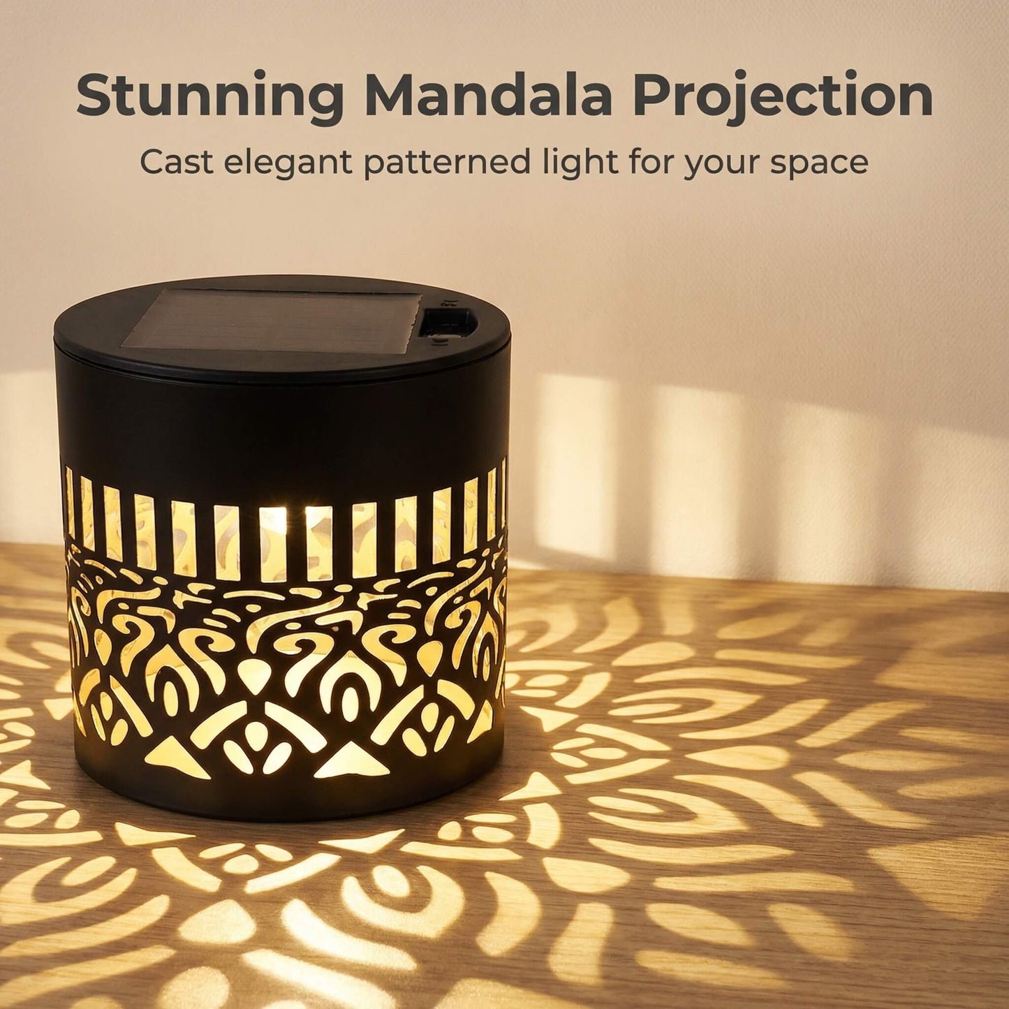 🌞 Solar-Powered Mandala Light Projector – Decorative and Atmospheric Effect for Gardens and Outdoor Areas ✨🌸