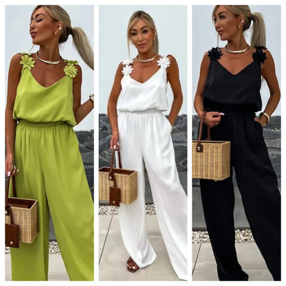 Women's Sleeveless Wide Leg Jumpsuit