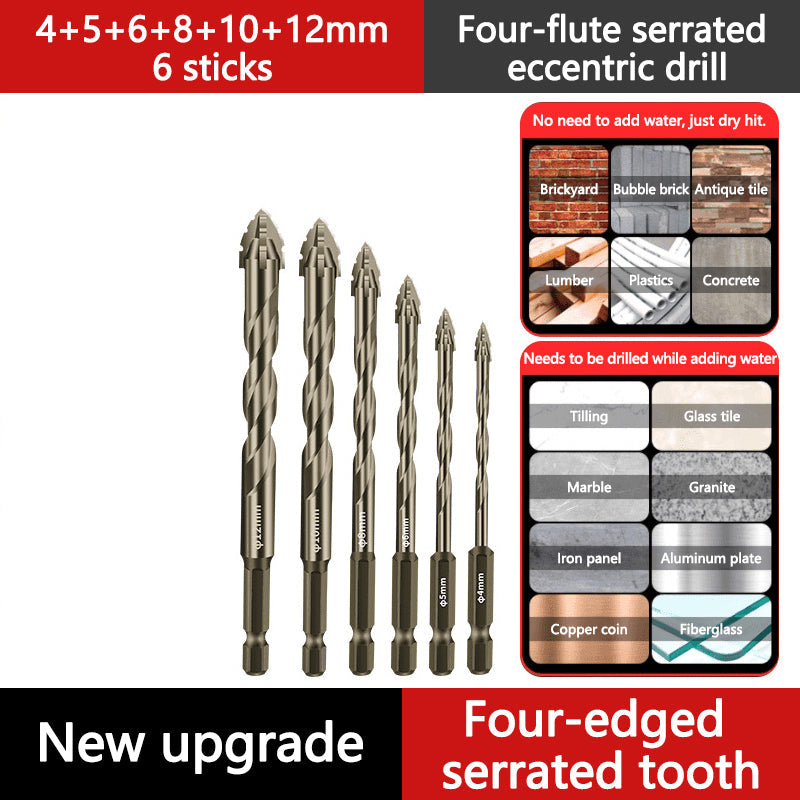 🔥Upgraded Eccentric Four-Flute Drill Bit for Ceramic. Glass. Marble. and Metal