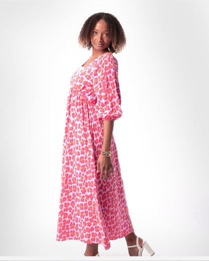 🎨New Arrival 50% Off💥Women's V-Neck Printed Dress – Brushstrokes of Summer🌺