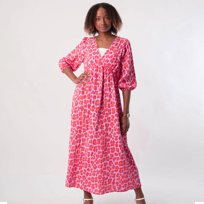 🎨New Arrival 50% Off💥Women's V-Neck Printed Dress – Brushstrokes of Summer🌺