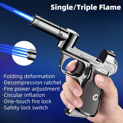 Creative windproof inflatable gun-shaped lighter
