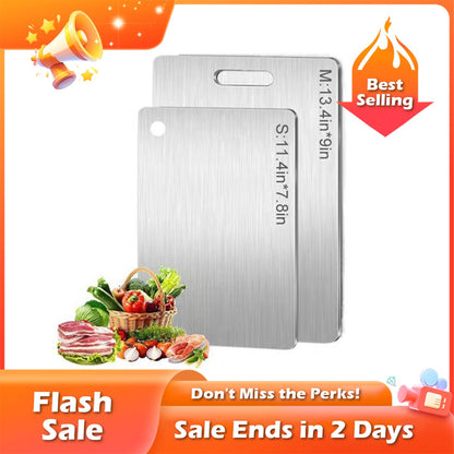 🏆Flash Sale⚡ 50K+ SOLD! Almost Gone-💥🎉🔥Stainless Steel Double Sided Chopping Board.Best Gifts