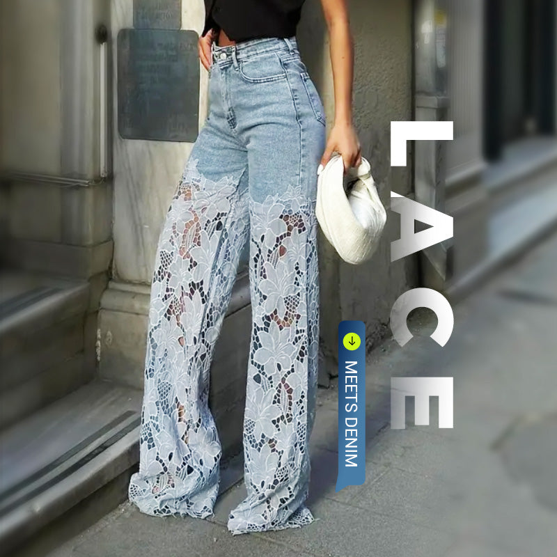 ⏰Time-limited Special-50% OFF💕👖Fashion Lace Patchwork Denim Jeans