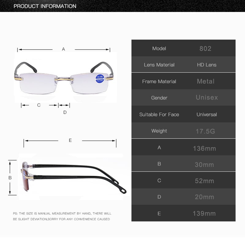 Sapphire high hardness anti-blue Dual-Use Reading Glasses