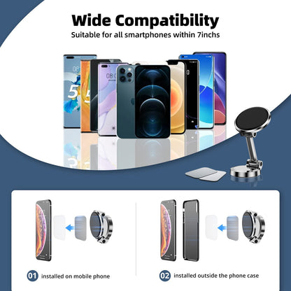 📱Magnetic Phone Holder. Dual-Sided Electronic Vacuum and Magnetic Adsorption. Adjustable and Foldable Multifunctional Cellphone Stand Accessory