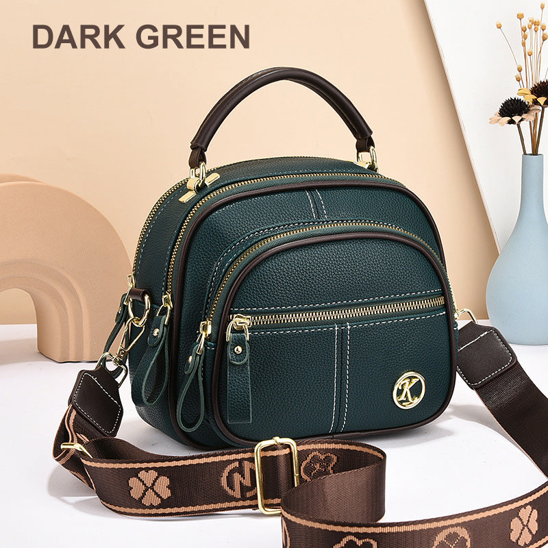 Classic Multifunctional Compartments Adjustable Wide Shoulder Strap PU Leather Crossbody Bag