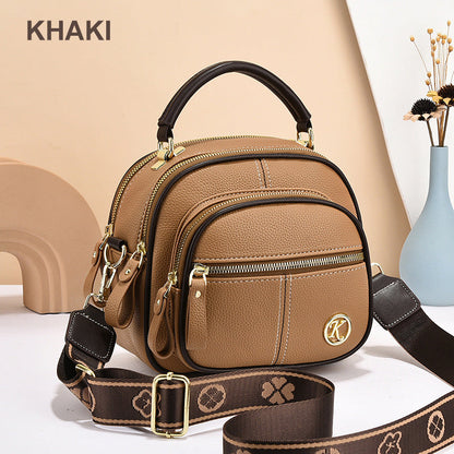 Classic Multifunctional Compartments Adjustable Wide Shoulder Strap PU Leather Crossbody Bag