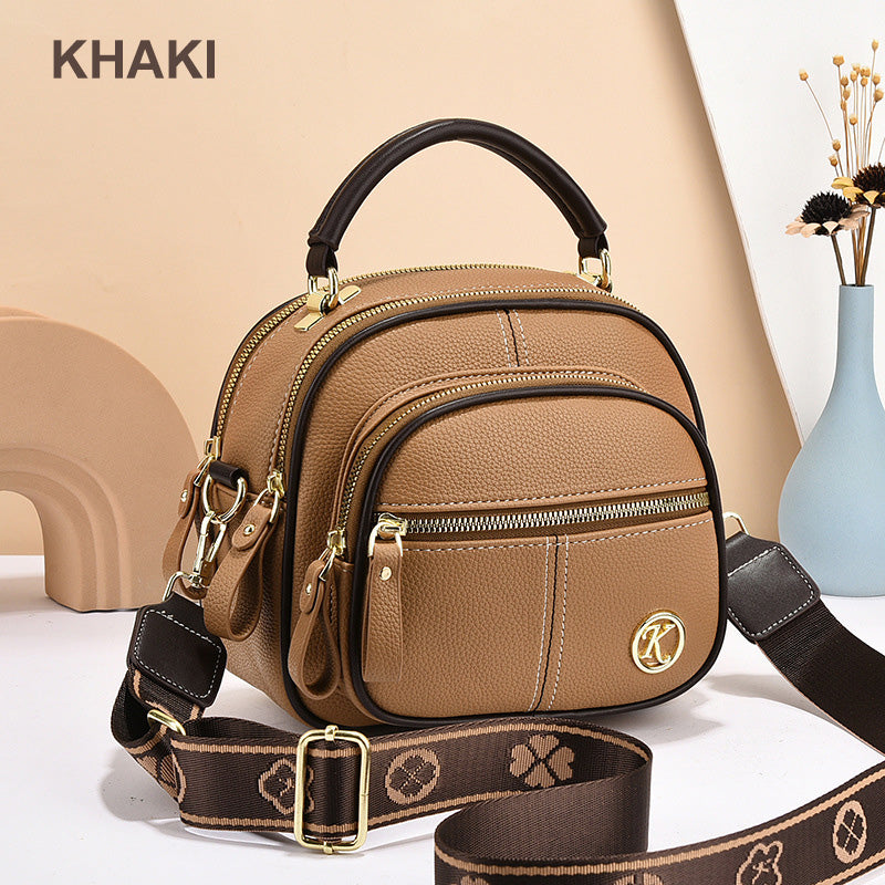 Classic Multifunctional Compartments Adjustable Wide Shoulder Strap PU Leather Crossbody Bag