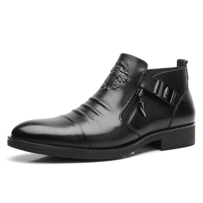 Embossed Martin Boots  Dual Side Zipper Trendy Boots