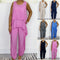 Casual Sleeveless Loose Top and Pants Suit