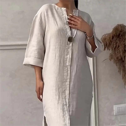 👗Casual Breathable 3/4 Sleeves V-Neck Dress