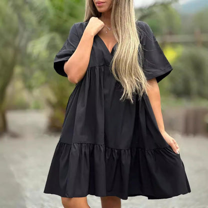 🌷LIMITED TIME OFFER 50% OFF🌷V Neck Ruffle Hem Babydoll Dress