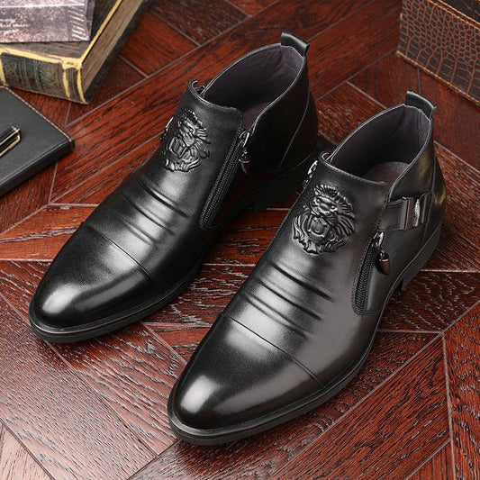 Embossed Martin Boots  Dual Side Zipper Trendy Boots