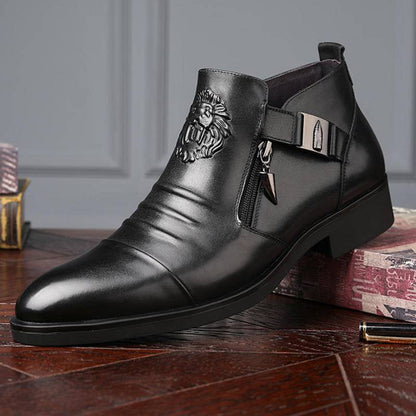 Embossed Martin Boots  Dual Side Zipper Trendy Boots
