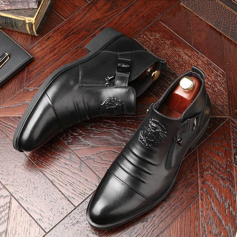 Embossed Martin Boots  Dual Side Zipper Trendy Boots
