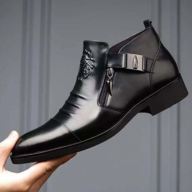 Embossed Martin Boots  Dual Side Zipper Trendy Boots