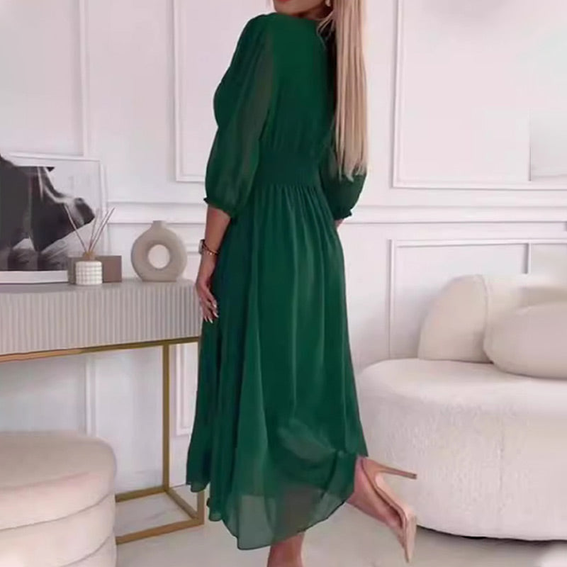 V-neck Lightweight Chiffon Dresses