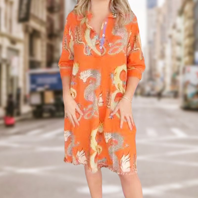 🎁Hot Sale 66% OFF⏳Women's Casual Elegant Dragon Shirt-collar Dress