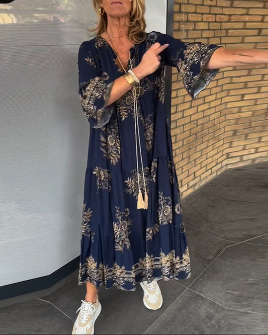 🔥Hot Sale 49% OFF🔥Loose-Fitting Vintage V-neck Dress