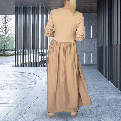 Flowy Knit Midi Dress with Full Sleeves