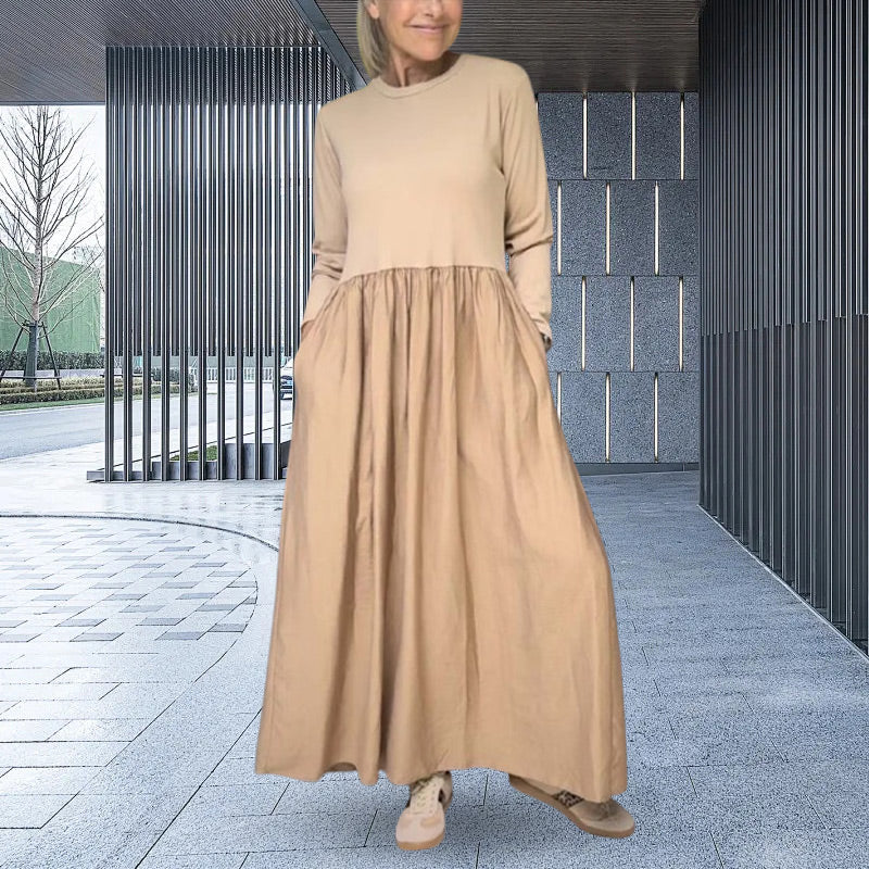 Flowy Knit Midi Dress with Full Sleeves