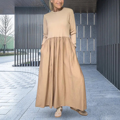 Flowy Knit Midi Dress with Full Sleeves