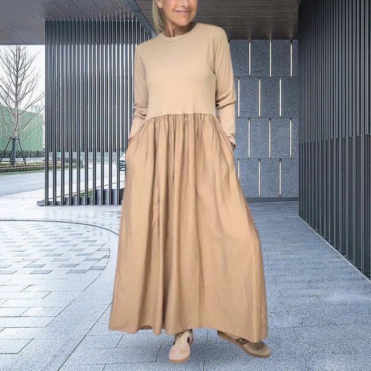 Flowy Knit Midi Dress with Full Sleeves