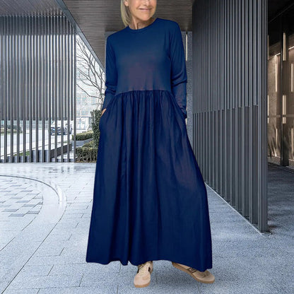 Flowy Knit Midi Dress with Full Sleeves