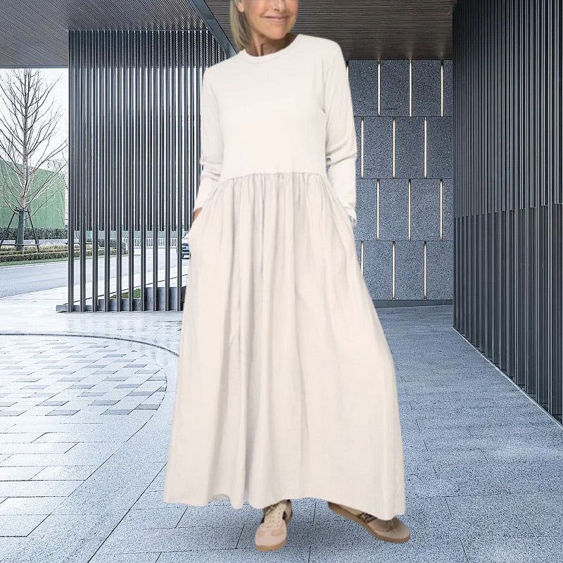 Flowy Knit Midi Dress with Full Sleeves