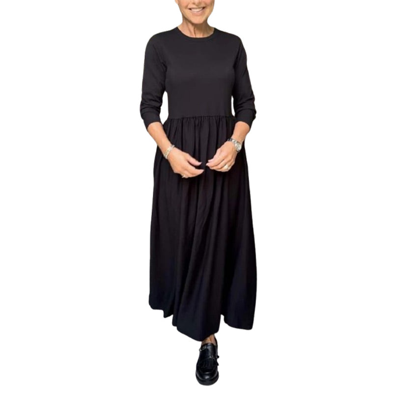 Flowy Knit Midi Dress with Full Sleeves