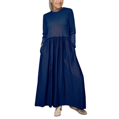 Flowy Knit Midi Dress with Full Sleeves