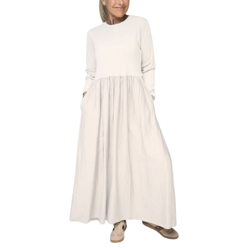 Flowy Knit Midi Dress with Full Sleeves