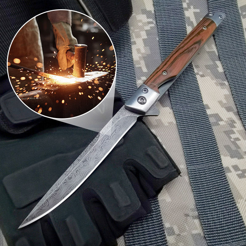 Folding knife with wooden handle for work,hiking & camping