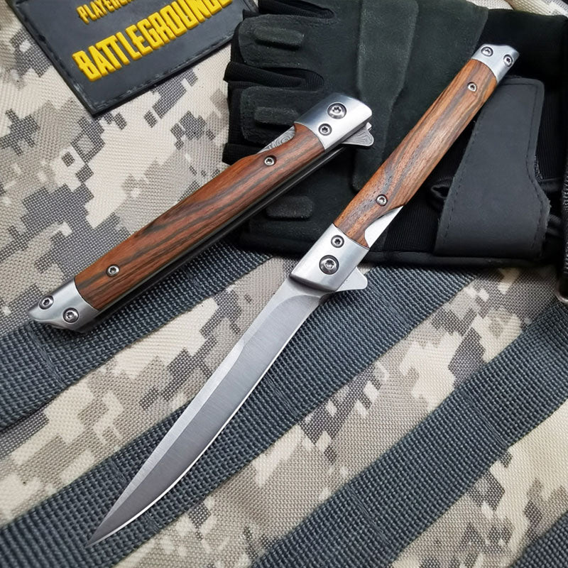 Folding knife with wooden handle for work,hiking & camping