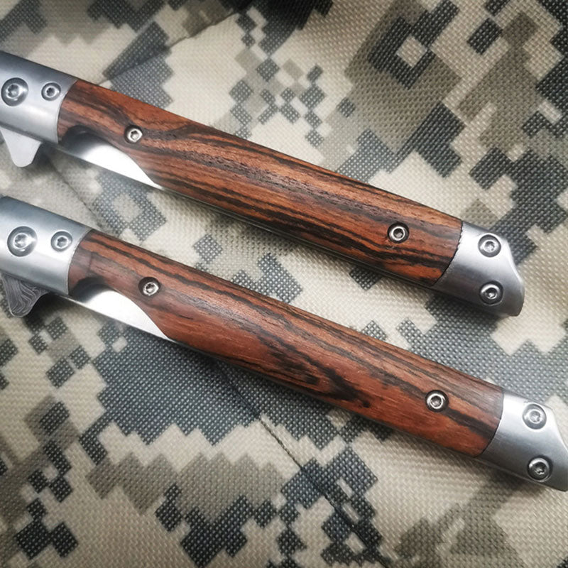 Folding knife with wooden handle for work,hiking & camping