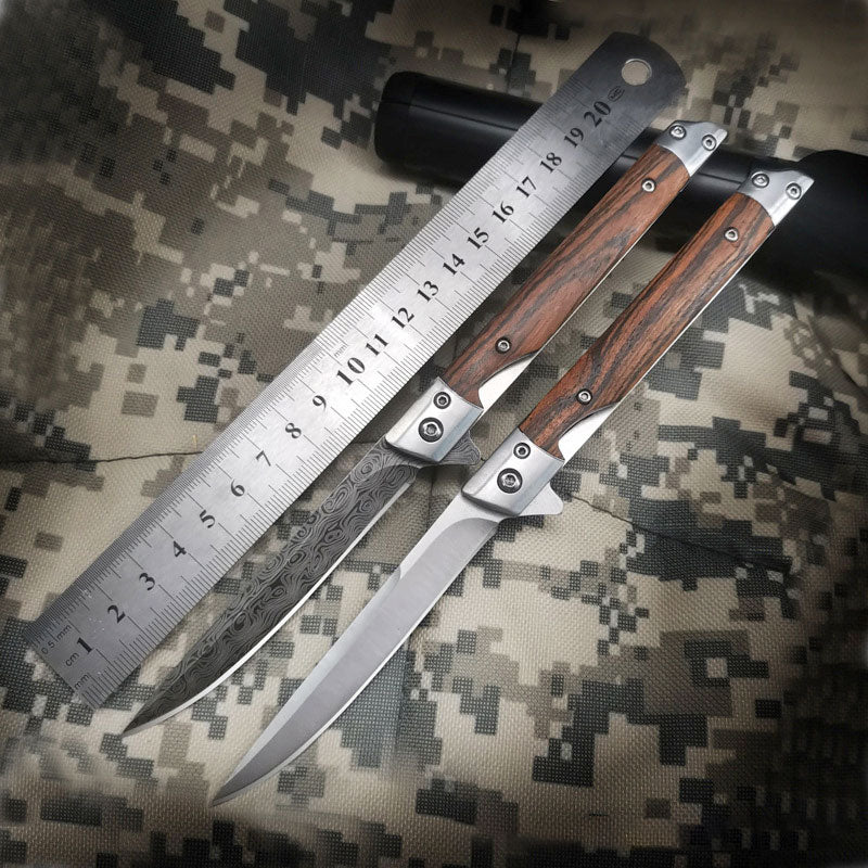 Folding knife with wooden handle for work,hiking & camping