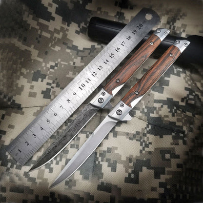 Folding knife with wooden handle for work,hiking & camping