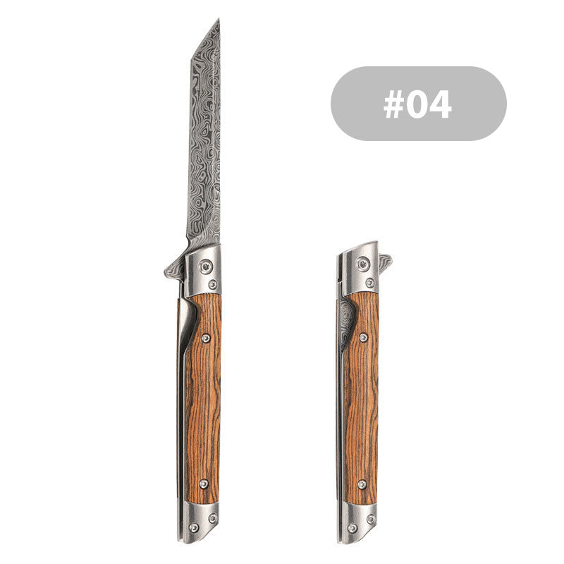 Folding knife with wooden handle for work,hiking & camping