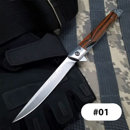 Folding knife with wooden handle for work,hiking & camping