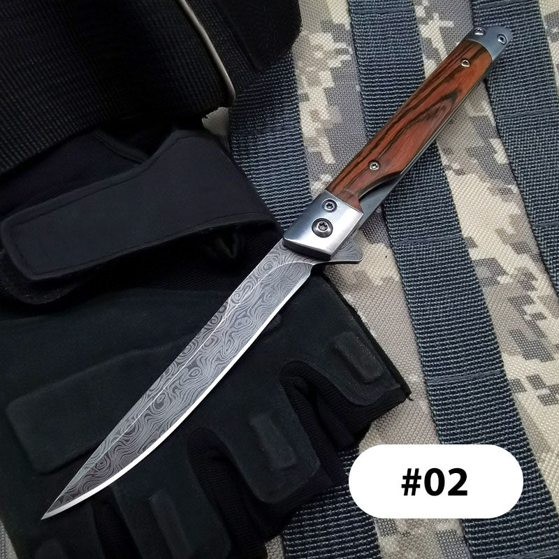 Folding knife with wooden handle for work,hiking & camping