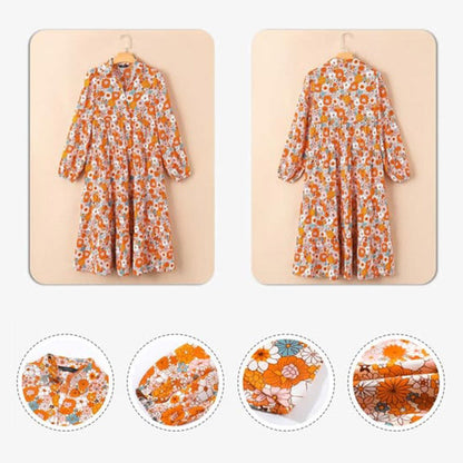 🌸Spring Specials💐 Women's Long Sleeve V Neck Bohemian Midi Dress
