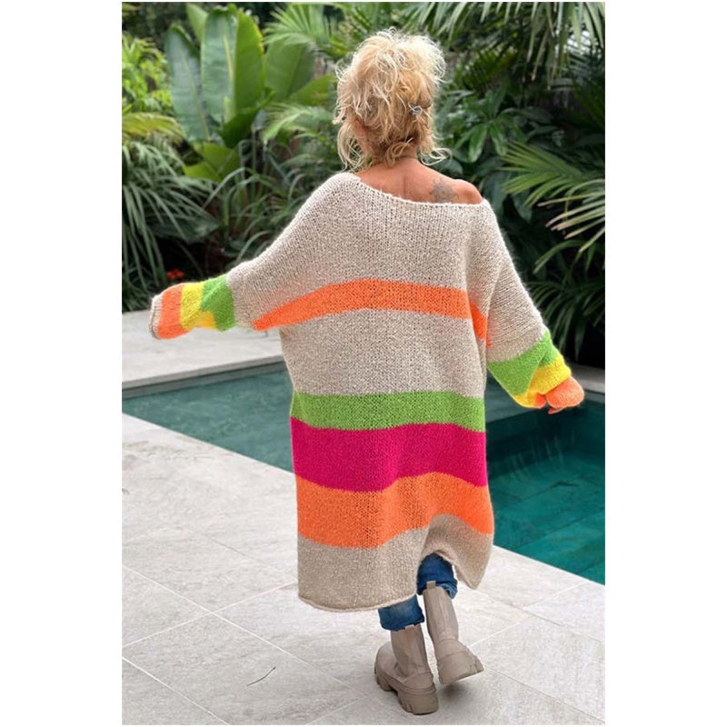 Now enjoy 50% discount🔥Color Block V-Neck Letter Print Sweater Dress