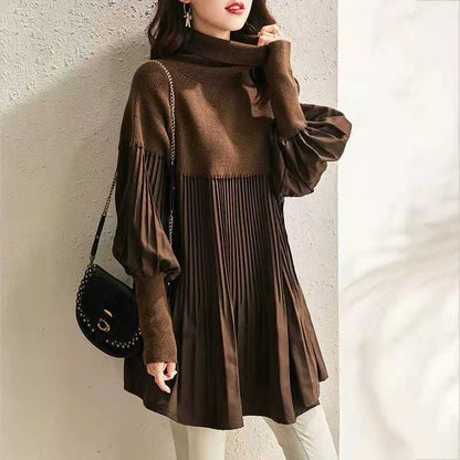 Women's Plus Size Lantern Sleeve Stand Collar Dress