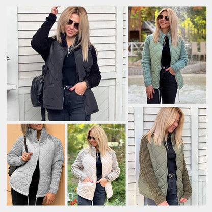 Knit Patchwork Puffy Jacket