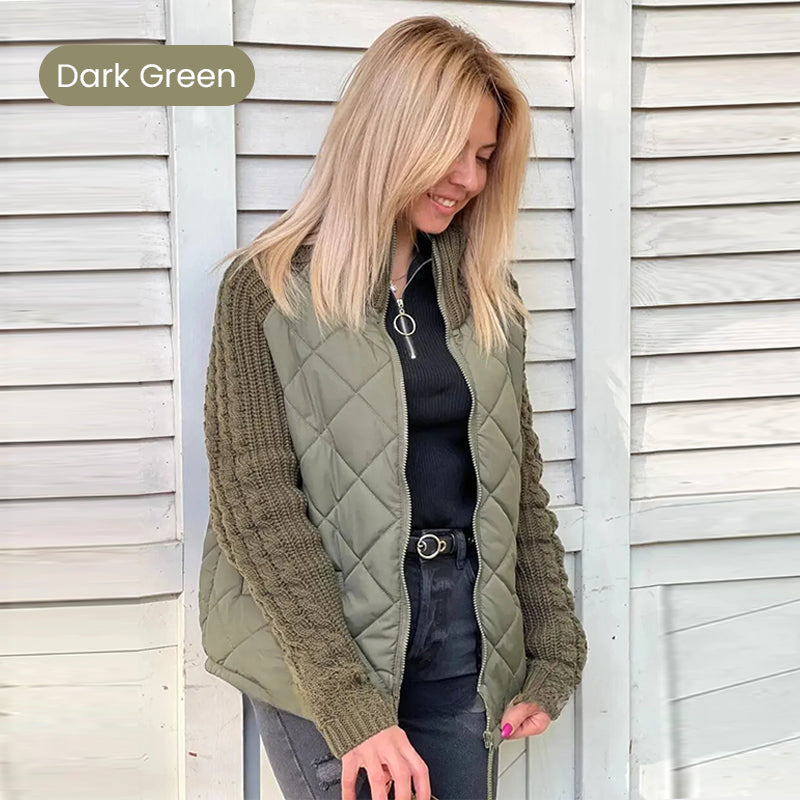 Knit Patchwork Puffy Jacket