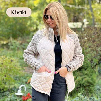 Knit Patchwork Puffy Jacket