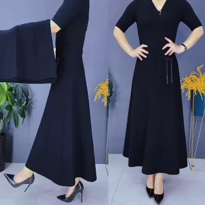 Women's Elastic High Waisted Thick Long Skirt