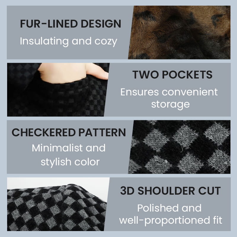 Trendy Checkered Warm Jacket with Pockets