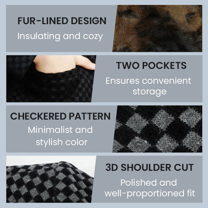 Trendy Checkered Warm Jacket with Pockets